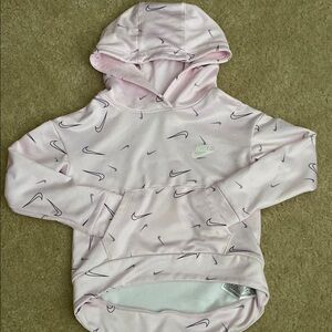Nike Light Pink Hoodie with Swoosh Pattern XS 3-4yrs